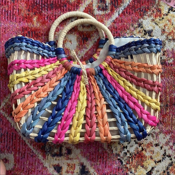 Woven Multi Color Woven Straw Purse - Picture 3 of 6